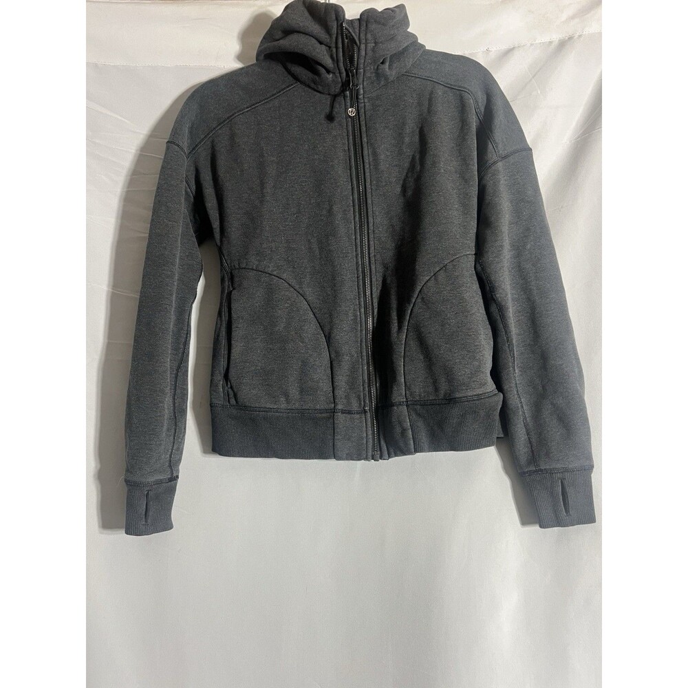 Lululemon Jacket Woman's 6 Gray Full Zip Sweat Long Sleeve HIgh Neck Athletica